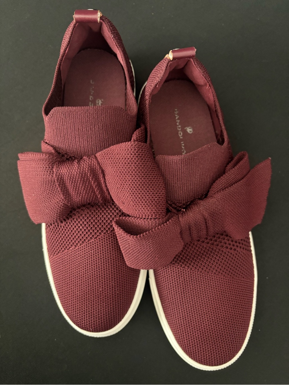 Bandolino Women's Knit Slip-On Bow Sneakers - Burgundy